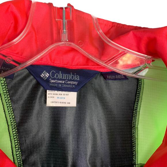 Columbia Windbreaker Jacket Women M Black Radial Sleeve Patent Half Zip 1980s - Picture 2 of 11